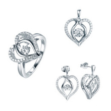 Mode Herz Schmuck Set 925 Sterling Silber